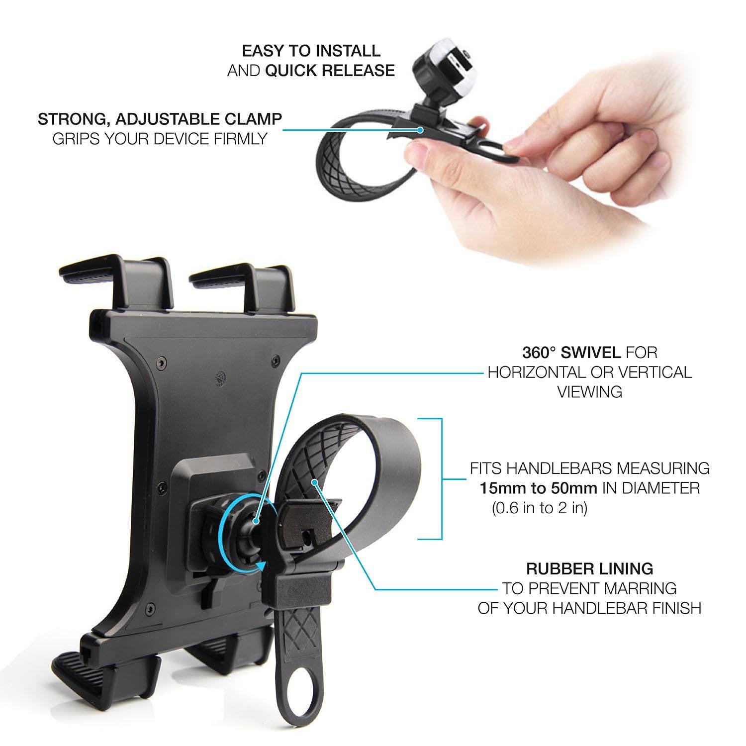 Tablet Holder for Treadmill, Spin Bike, Elliptical | Zip Tight | iPad Compatible