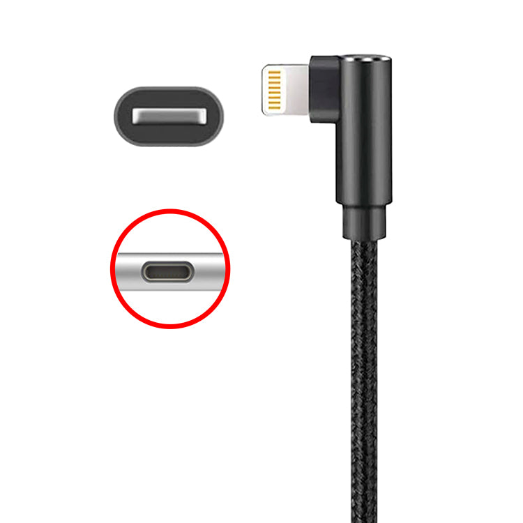 Tackform Right Angle Braided Charging Cable | Lightning iOS Devices | 6 in. - 78 in. / 2 m.